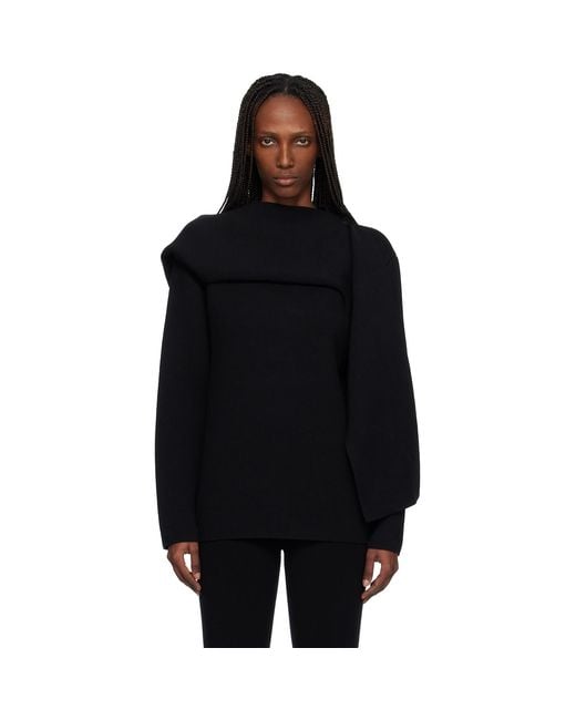Courreges Black Scarf Oversized Wool Sweater