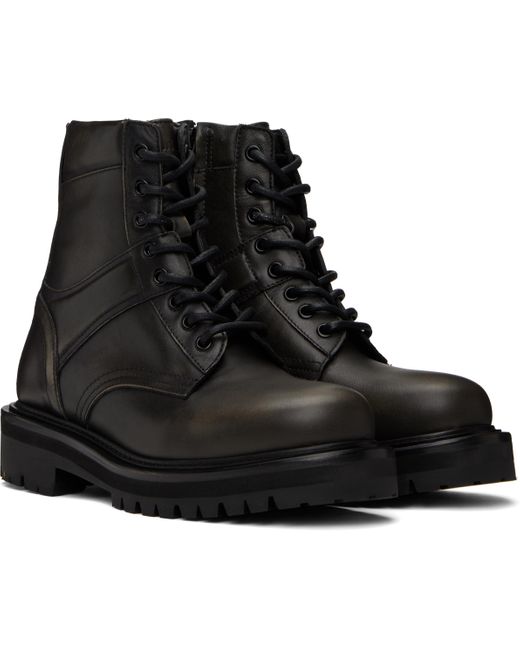 メンズ Juun.J ブラック Vibram Sole ミリタリーブーツ Black
