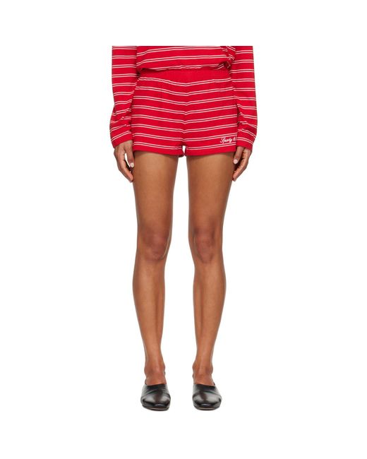 Sporty & Rich Red Signature Logo Shorts