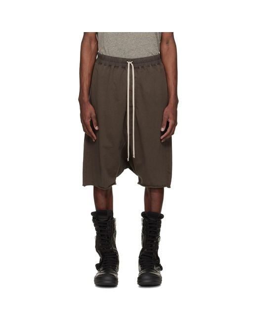 Rick Owens Black Temple Drawstring Pods Shorts for men