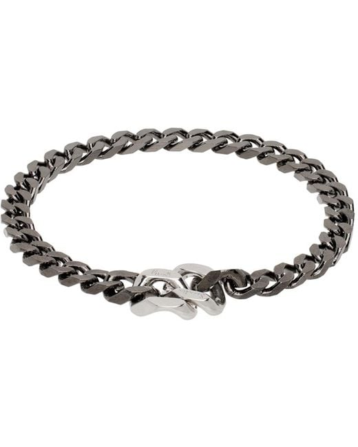 Paul Smith Black Gunmetal Curb Chain Bracelet for men