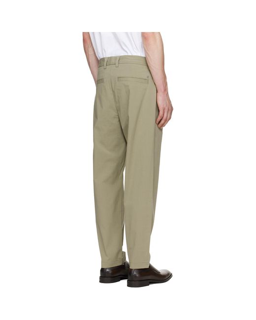 Boss Green Pleated Stretch Cotton Trousers for men