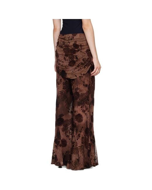 Anna Sui Brown Dahlia Tulle Lounge Pants