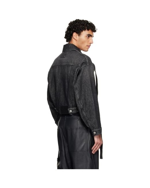 Jean Paul Gaultier Black Oversized Strap Denim Jacket for men