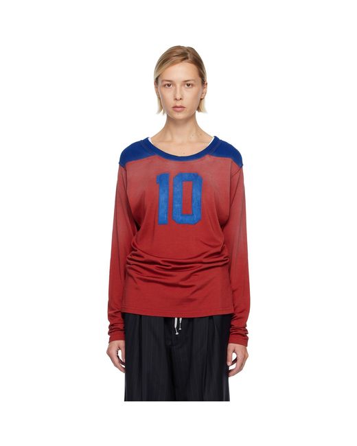 Maison Margiela Red Varsity Long-Sleeved T-Shirt