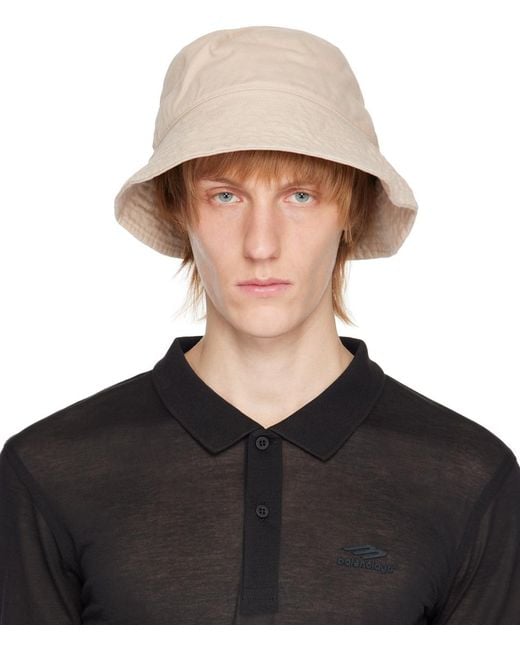 Balenciaga Black Beige Logo Denim Bucket Hat for men
