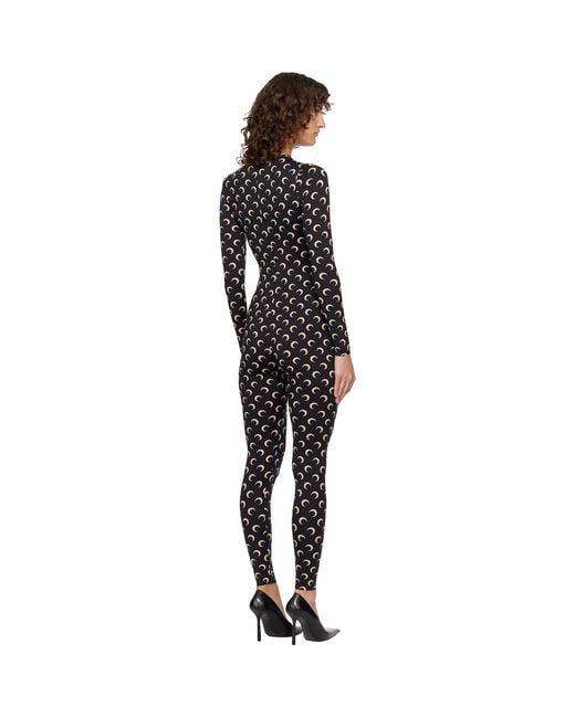 MARINE SERRE Black Recycled Jersey Moon Jumpsuit