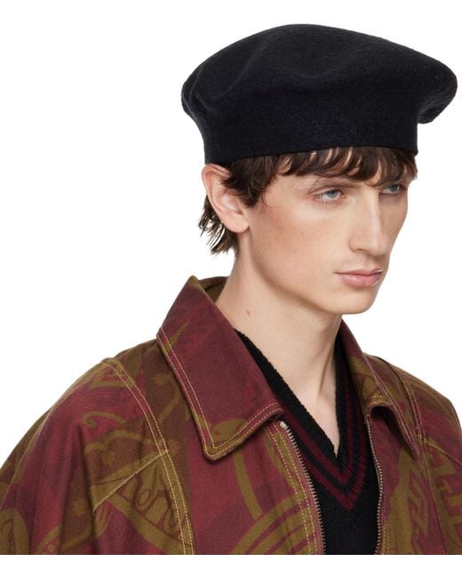 Vivienne Westwood Brown Embroidered Logo Beret for men
