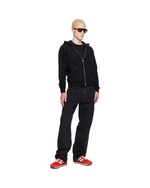 Tom Ford Black Cotton Sweat Zip Hoodie for men