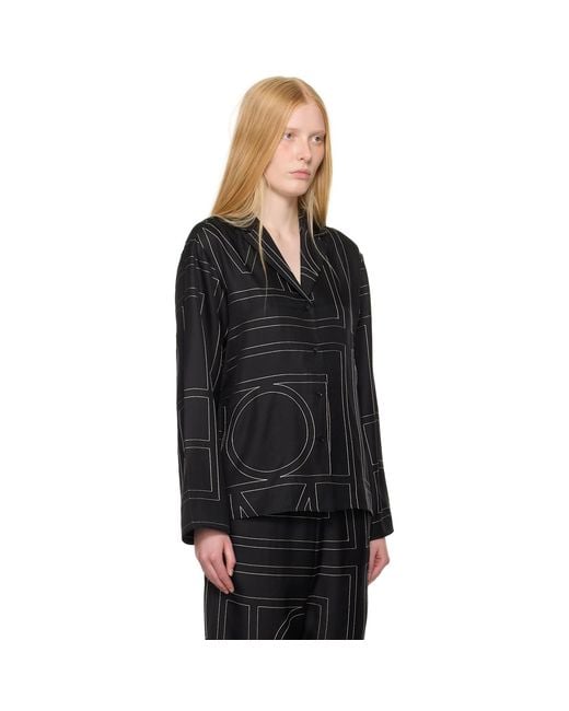 Totême  Black Monogram Silk Shirt