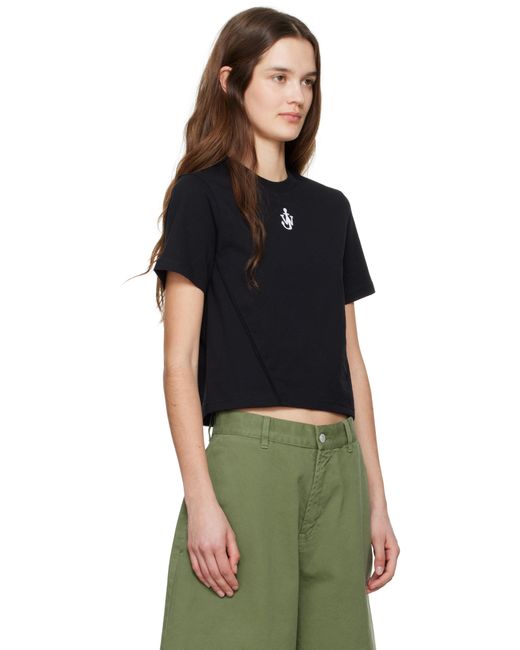J.W. Anderson ブラック Anchor ロゴ クロップド パネル Tシャツ Black