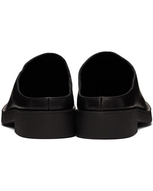 MM6 by Maison Margiela Black Leather Biker Mule Loafers for men