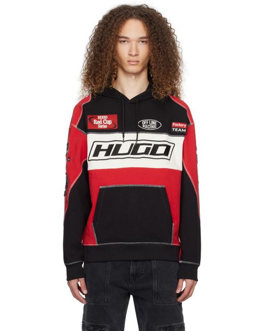 HUGO Black & Red Racing Hoodie for men