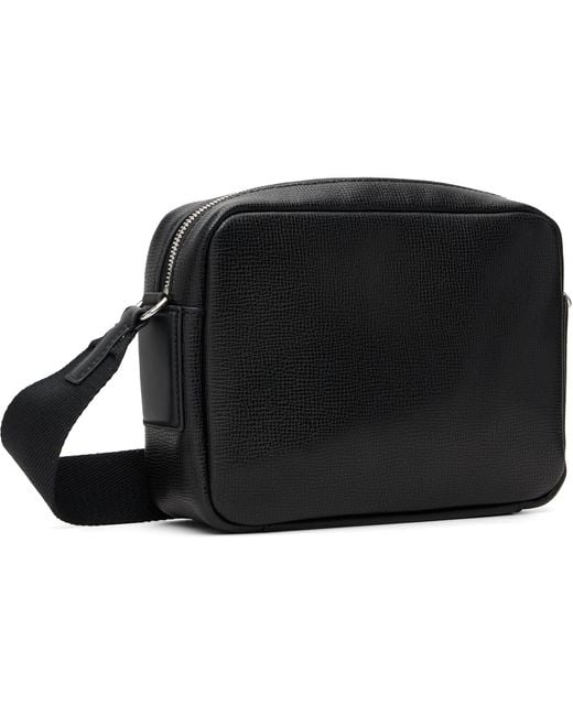 Lacoste Black Ossian Leather Reporter Bag for men