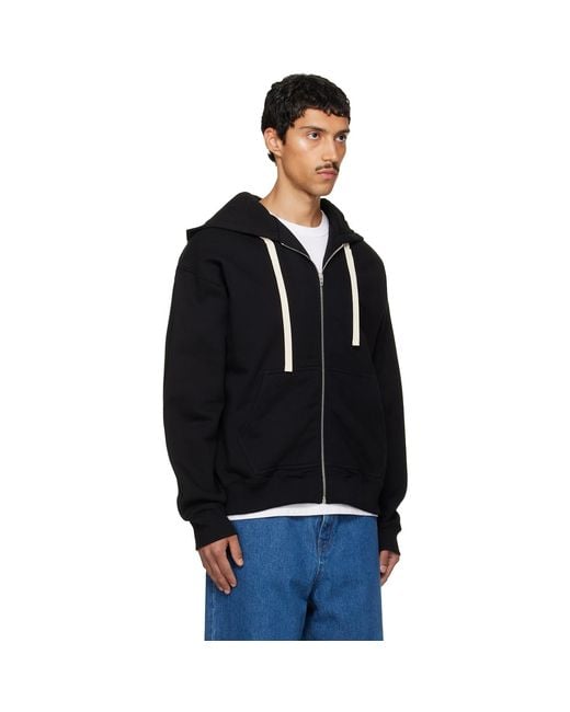 Jil Sander Black Zip Hoodie for men