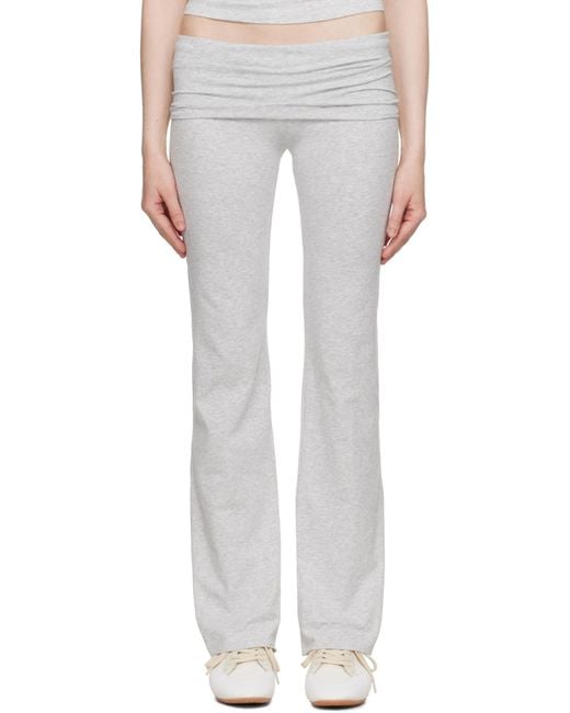 Skims White Cotton Jersey Foldover Lounge Pants