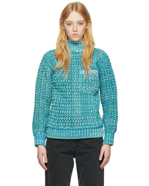 Col Roulé Bleu Et Vert En Coton Ambush en coloris Blue