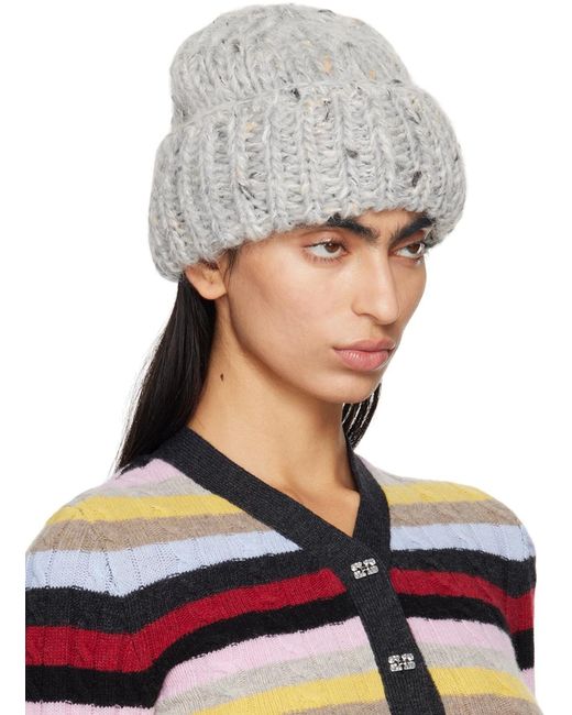 Ganni Chunky Handknit Beanie in White Lyst