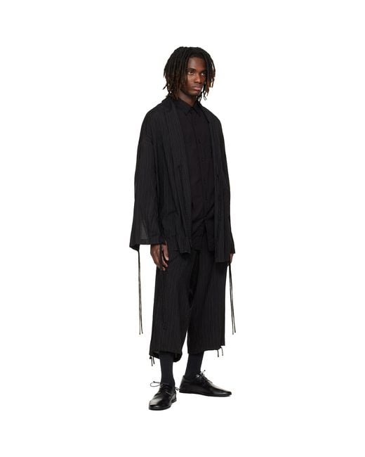 Yohji Yamamoto Black Thin Stripe Jacket for men