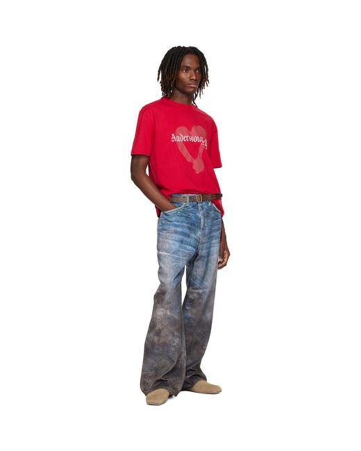 ANDERSSON BELL Red Essential Heart T-Shirt for men