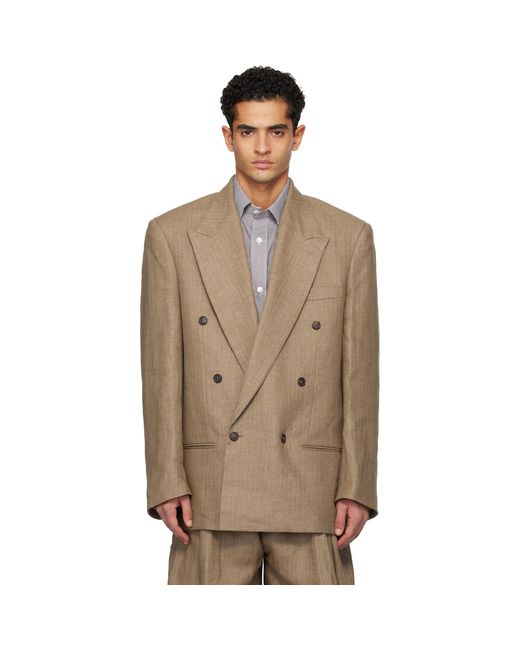 Hed Mayner Brown Linen Blazer for men