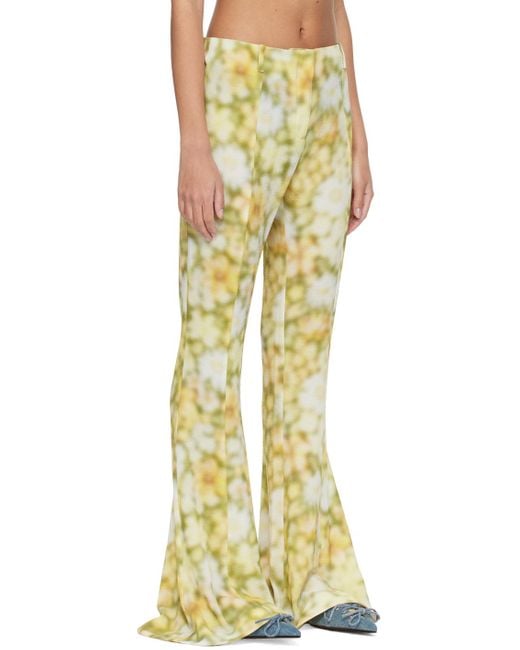 Acne Yellow Green Flared Trousers
