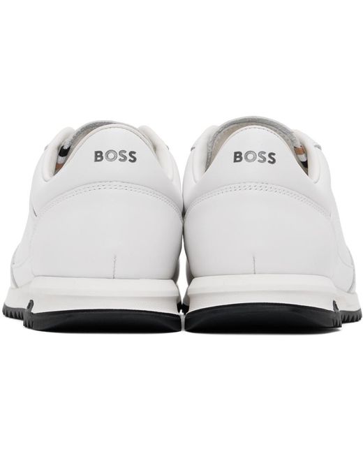 Boss Black Leather Signature Details Sneakers for men