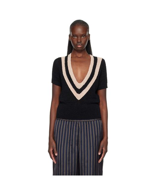 Dries Van Noten Black V-Neck Knit Sweater