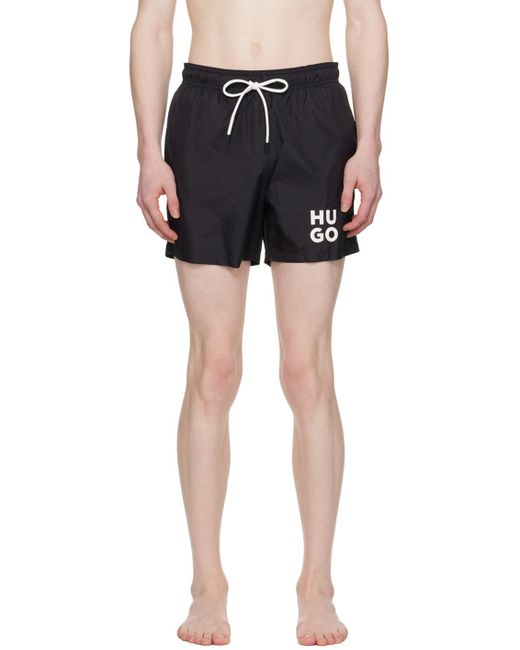 Maillot de bain noir logo imprimé HUGO pour homme en coloris Black