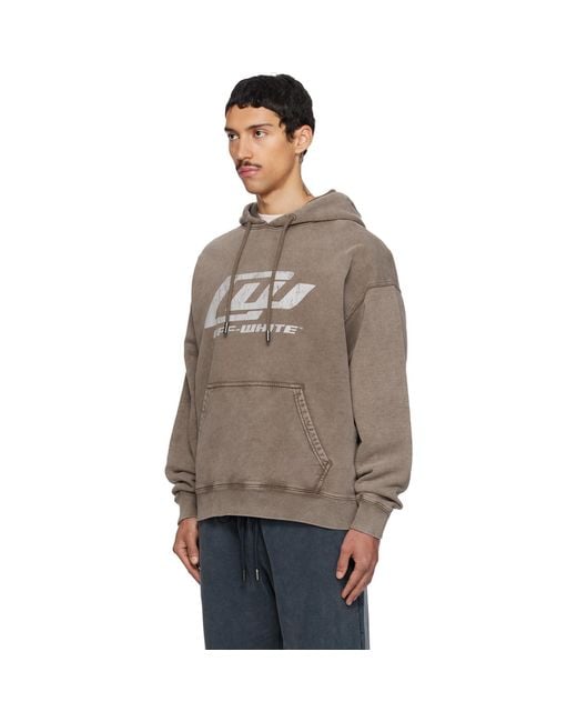 Off-White c/o Virgil Abloh Brown 'Ow' Racing Skate Hoodie for men