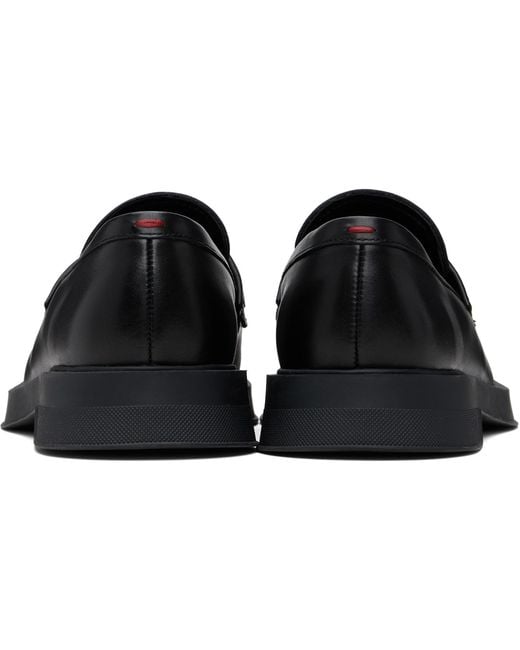 HUGO Black Embroidered-Logo Loafers for men
