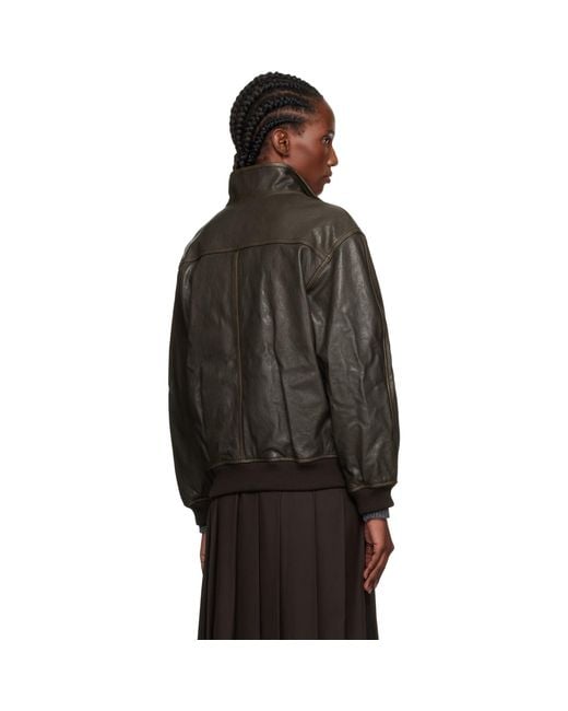 DUNST Black Stand Collared Leather Jacket