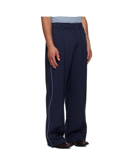 Marni Blue Piped Wool Twill Trousers for men