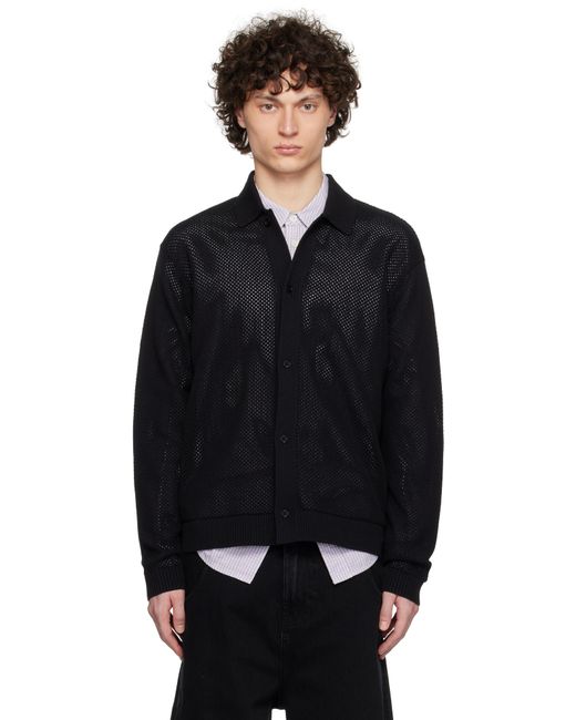 Represent Black Long Sleeve Mesh Knit Cardigan for men