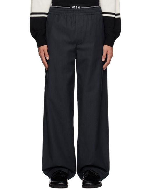 MSGM Black Navy Layered Trousers for men