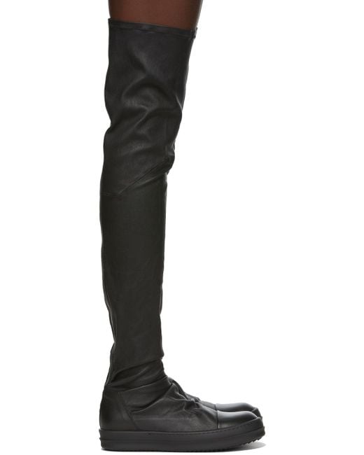 Rick Owens Leather Stocking Sneaker Thigh-high Boots in Black - Lyst