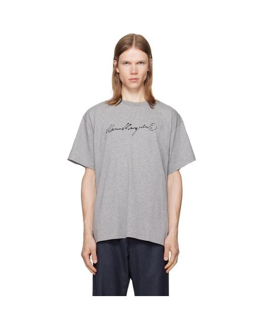 MM6 by Maison Margiela Gray Cotton Jersey T-Shirt for men