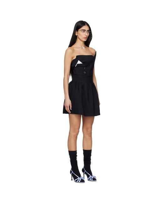 ShuShu/Tong Black Double-Layer Bustier Minidress