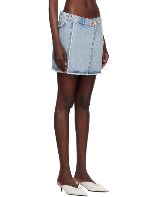 Balmain Black Asymmetric Denim Miniskirt