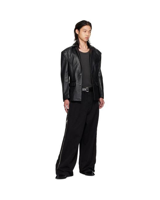 Lu'u Dan Black Cinched Leather Blazer for men