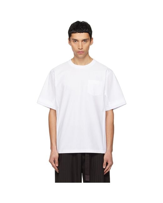 Sacai White Cotton Jersey T-Shirt for men