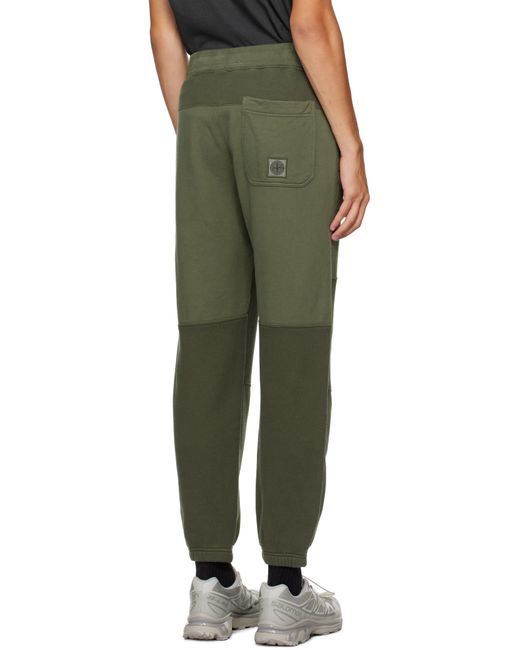 メンズ Stone Island カーキ ブラッシュド オーガニックコットン フリース スウェットパンツ Green