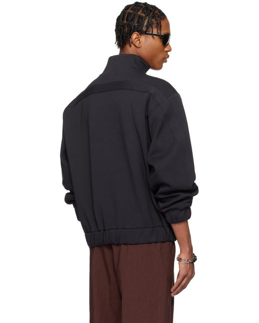 メンズ Dries Van Noten ネイビー ジッパー コットン プルオーバー Blue