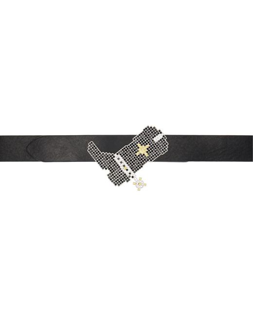 Maison Margiela Black Crystal-cut Belt for men