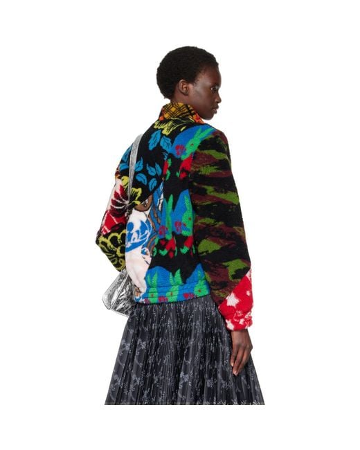 Chopova Lowena Red Patchwork Fitted Fleece Jacket