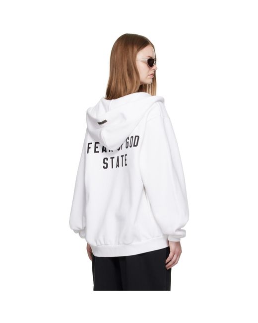 Fear Of God White 90S Fleece Zip-Up Hoodie
