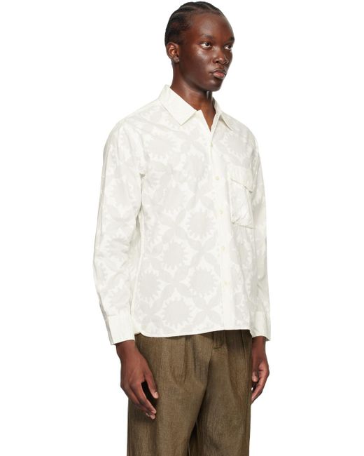 Universal Works White Off- Field Shirt for men