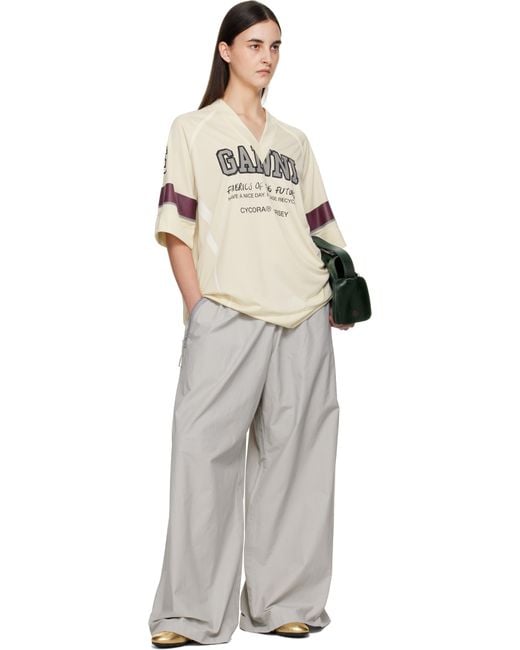 Ganni Natural Off- Future Mesh Oversized T-Shirt