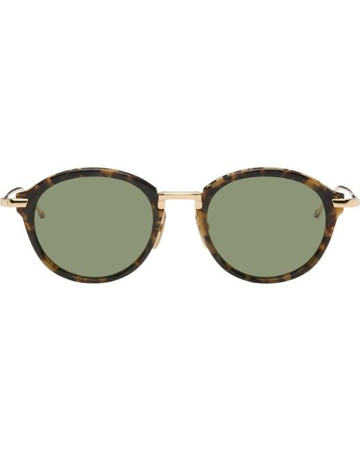 Thom Browne Green Acetate & Titanium Round Sunglasses for men