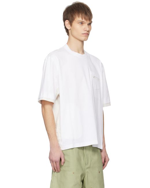 Sacai White Paneled T-shirt for men
